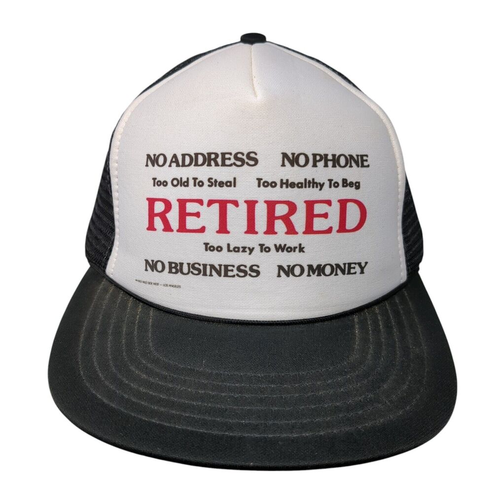 Retired Too Lazy To Work Snapback Trucker Hat Bla… - image 1